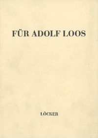 Buch Cover Für Adolf Loos