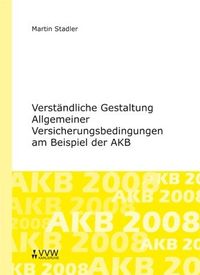 Buch Cover Verständliche Gestaltung Allgemeiner Versicherungsbedingungen am Beispiel der AKB