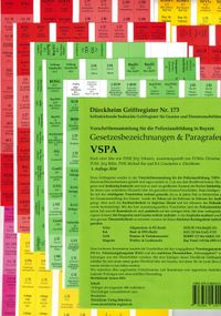 Buch Cover VSPA - Griffregister -Alles-, Gesetzesbezeichnungen & Paragrafen, Dürckheim Griffregister Nr. 173, 488 bedruckte Aufkleber für die VSPA - Vorschriftensammlung für die Polizeiausbildung