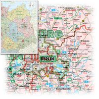 Buch Cover BACHER Postleitzahlen- und Verwaltungskarte Ostdeutschland Maßstab 1:380000, Sonderausgabe als großformatiger Digitaldruck, Papierkarte gerollt