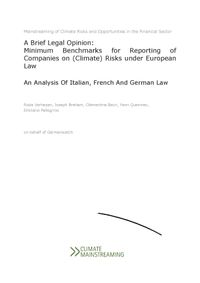 Buch Cover A Brief Legal Opinion: Minimum Benchmarks for Reporting of Companies on (Climate) Risks under European Law