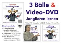 Buch Cover Video-DVD "Jonglieren-lernen" plus Broschüre "Demenz und Alzheimer vorbeugen mit Jonglieren" plus 3 Jonglierbälle plus Jonglier-Anleitung