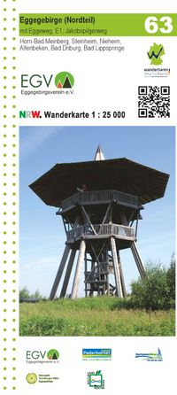 Buch Cover Eggegebirge (Nordteil) mit Eggeweg, E1, Jakobspilgerweg Blatt 63, topographische Wanderkarte NRW