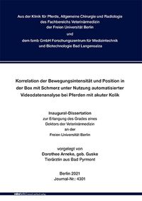Buch Cover Korrelation der Bewegungsintensität und Position in der Box mit Schmerz unter Nutzung automatisierter Videodatenanalyse bei Pferden mit akuter Kolik