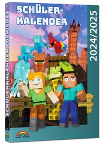 Buch Cover Schülerkalender 2024/2025 mit Minecraft; inklusive Tipps, Tricks & Crafting-Rezepten