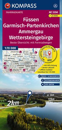 Buch Cover KOMPASS Fahrradkarte 3350 Füssen, Garmisch-Partenkirchen, Ammergau, Wettersteingebirge 1:70.000