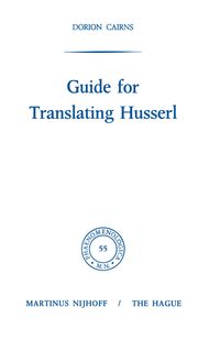 Buch Cover Guide for Translating Husserl